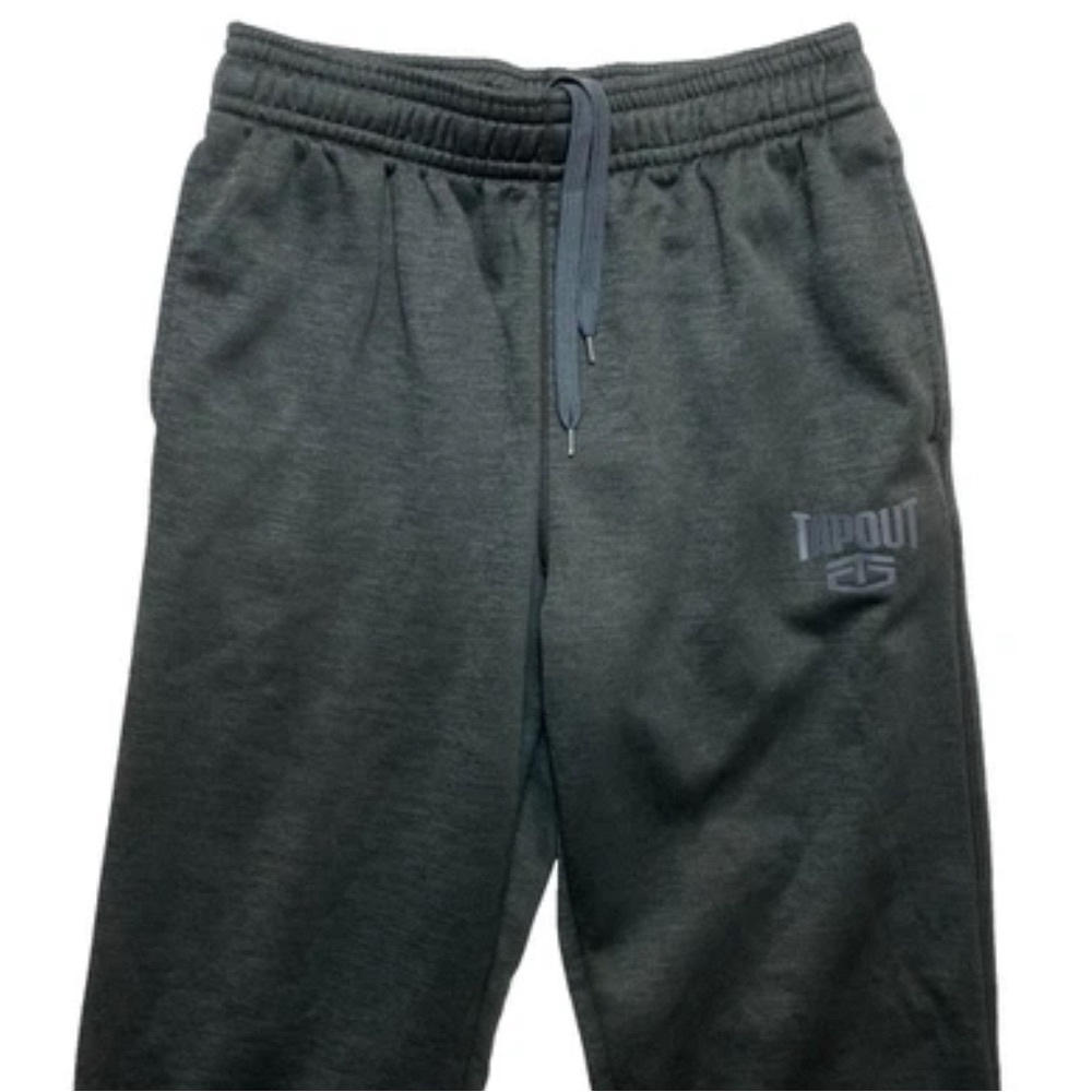 Tap Out Track Pants Mens M Gray MMA Ankle Zip Y2K Drawstring Stretch Gym